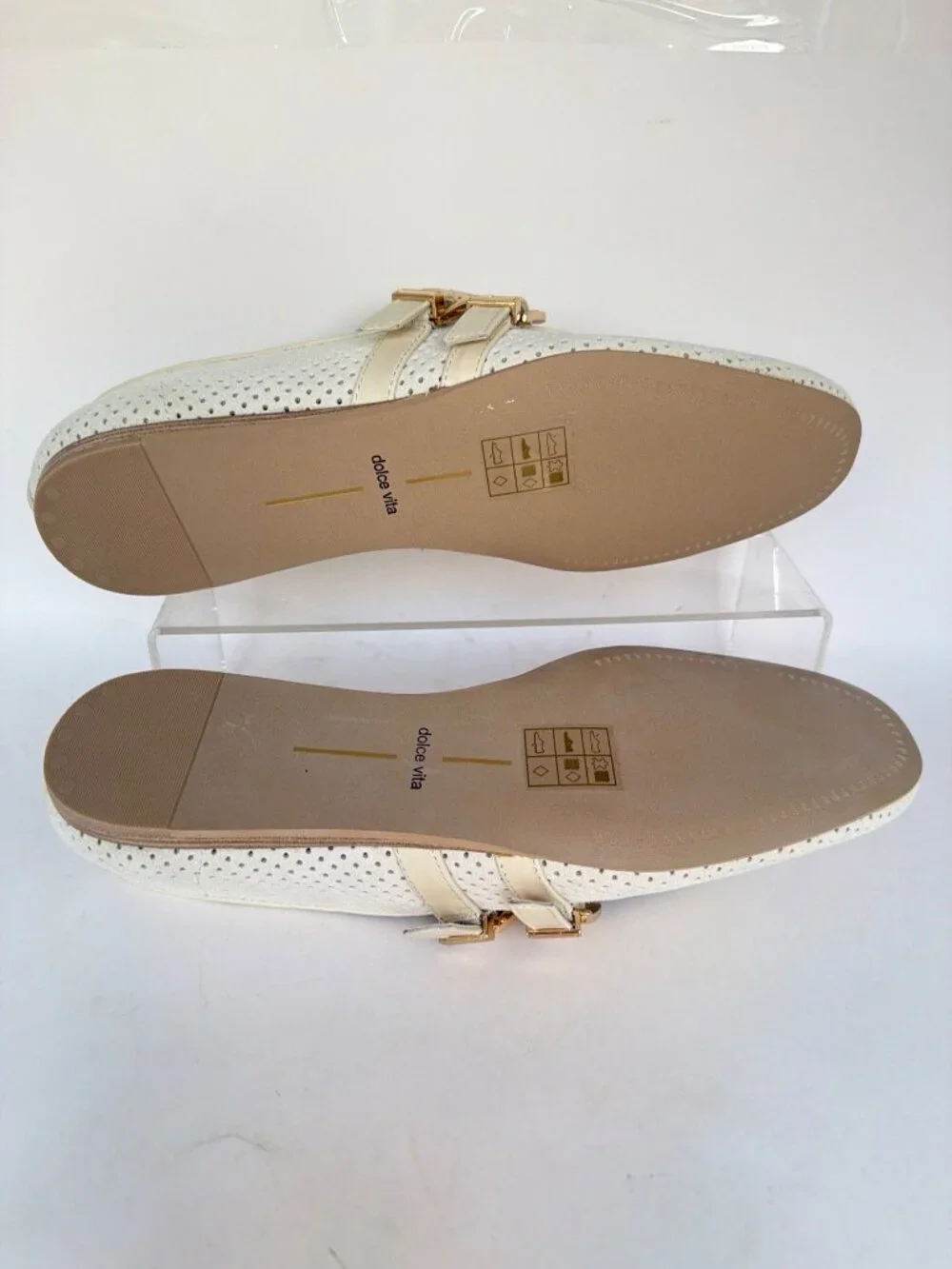 Dolce Vita Baylee Mary Jane Flats Double Buckle Bone Ivory Leather Size 8.5